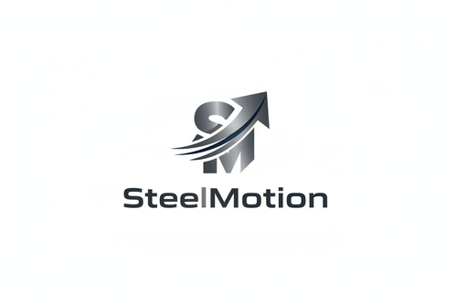 minimalisticni logo pro onlineshop steelmotion ktery prodava fitness prislusenstvi